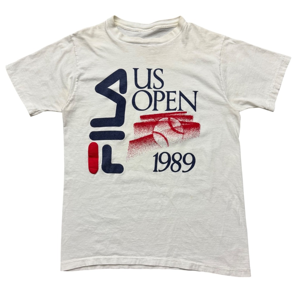 Vintage 1989 US Open Fila Tennis T-Shirt Sports Tee 80s Single Stitch Sz M